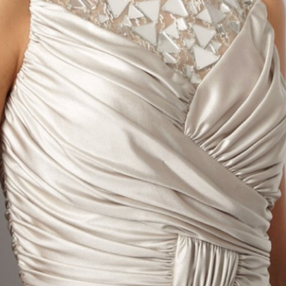Tadashi Shoji Asymmetrical Silver Dress
